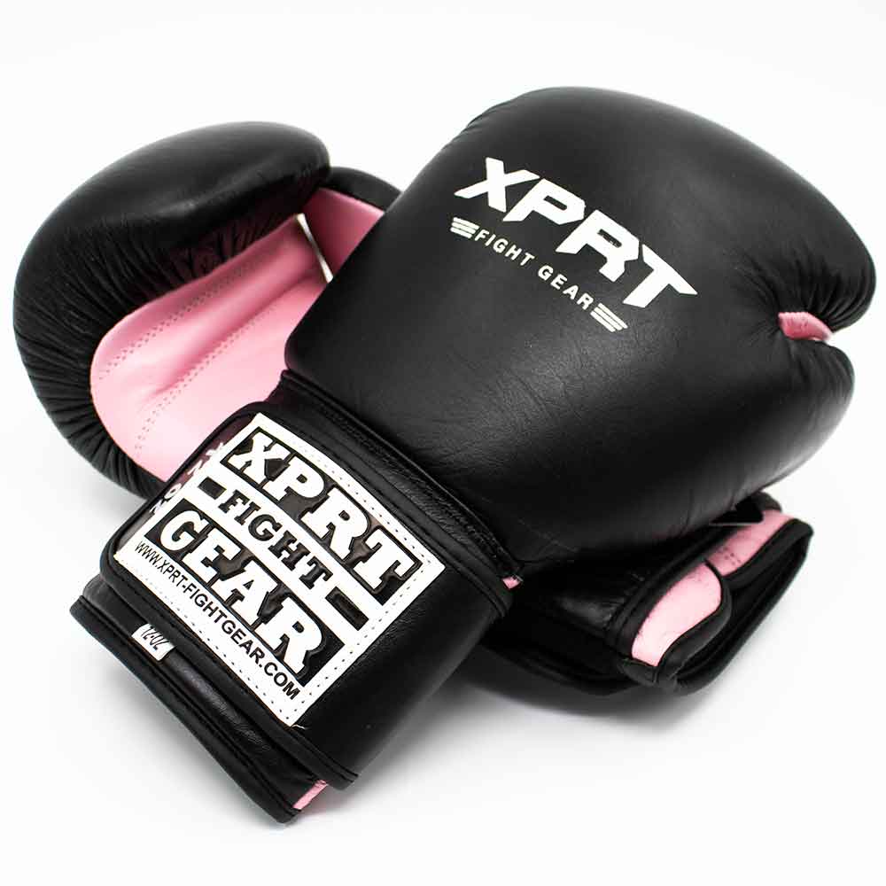 Kinder bokshandschoenen XPRT Top Gloves zwart roze leer