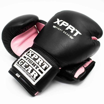 Kinder bokshandschoenen XPRT Top Gloves zwart roze leer